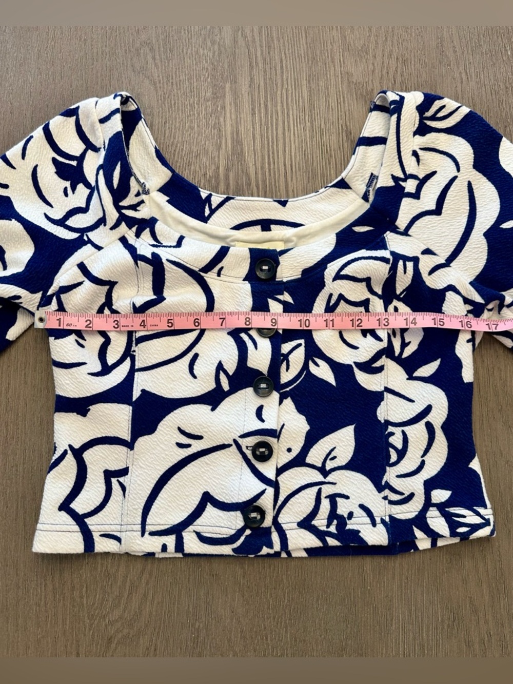 Anthropologie Maeve Puff Sleeve Top Blue White Floral Cottagecore Size M - Picture 5 of 8